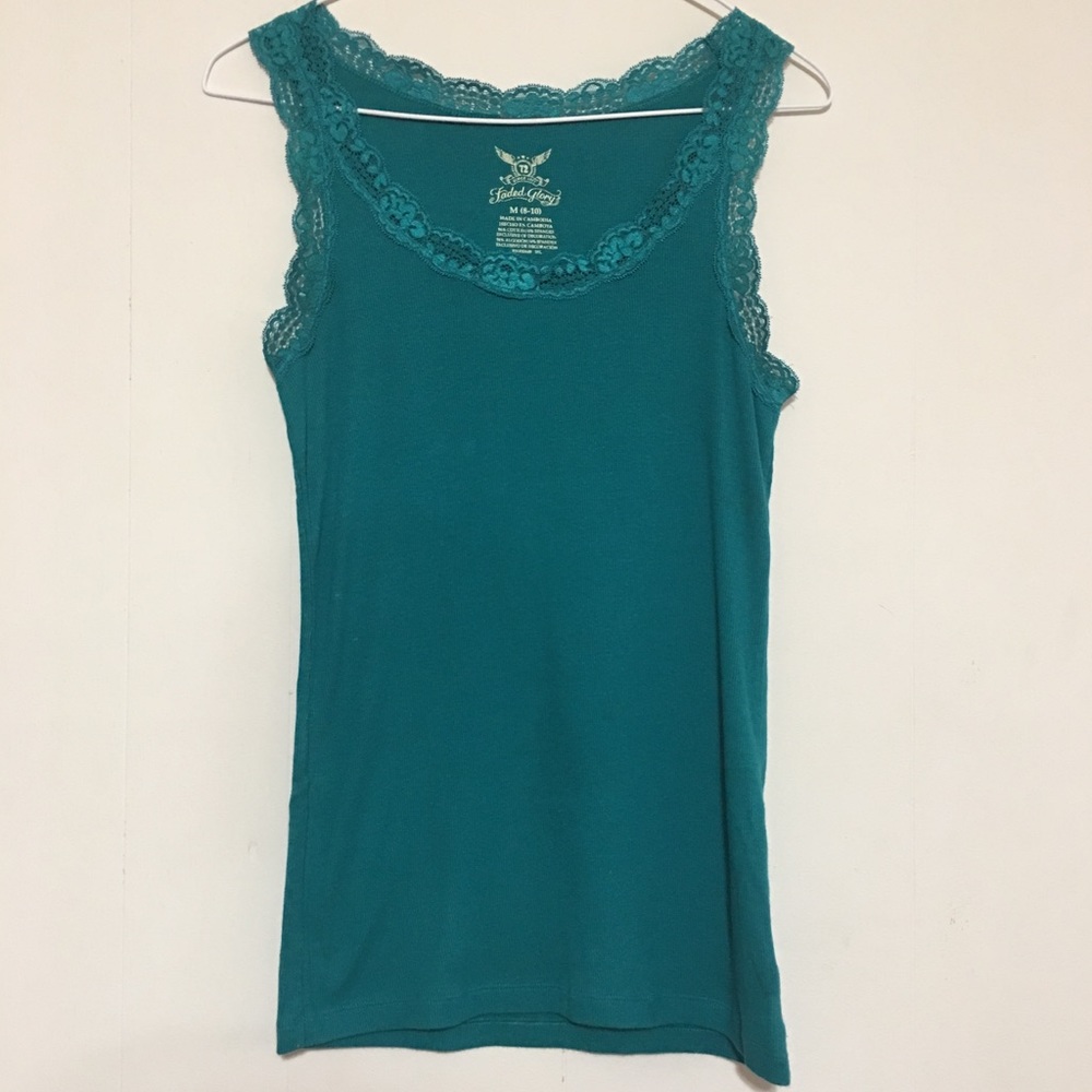 Faded Glory Teal Lace Tank Top